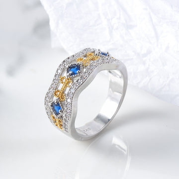 R556 - Hollow diamond two-color ring
